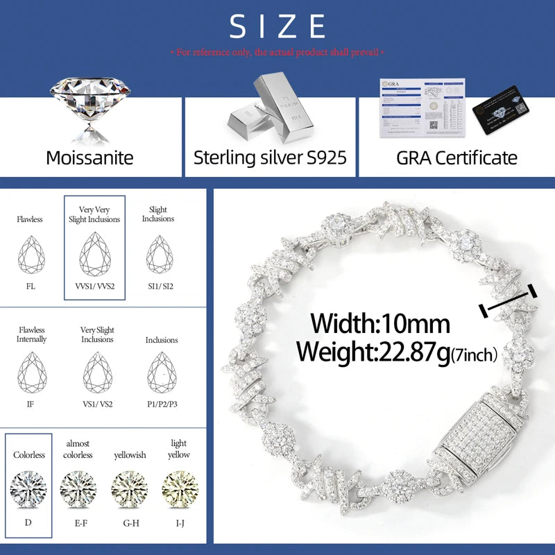 S925 Iced Barbed Wire Moissanite Bracelet - Different Drips