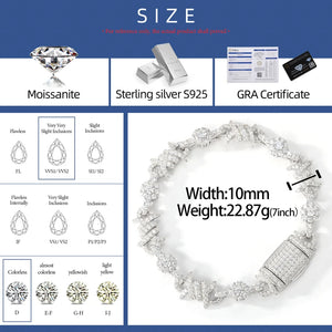S925 Iced Barbed Wire Moissanite Bracelet - Different Drips
