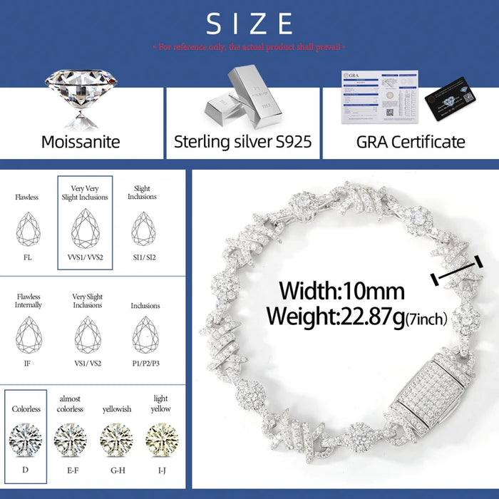 S925 Iced Barbed Wire Moissanite Bracelet - Different Drips