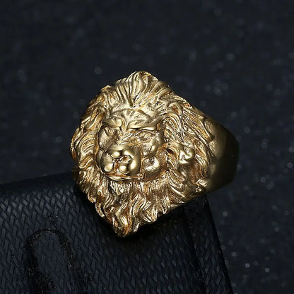 18k Gold Plated Lion Head Ring - Different Drips