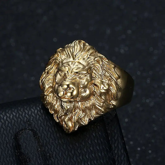 18k Gold Plated Lion Head Ring - Different Drips