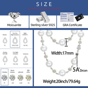 S925 Moissanite Diamond Pearl Link Chain - Different Drips