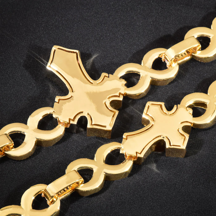 15mm Baguette Cross Stationed Infinity Link Chain - Different Drips