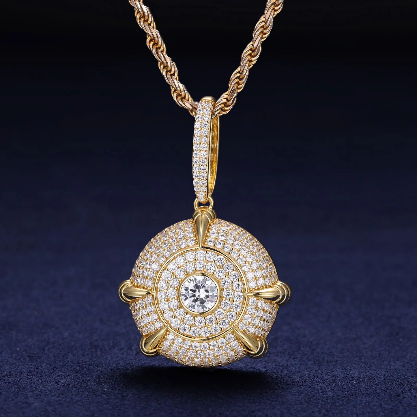 S925 Moissanite Diamond Dome Medallion Pendant - Different Drips