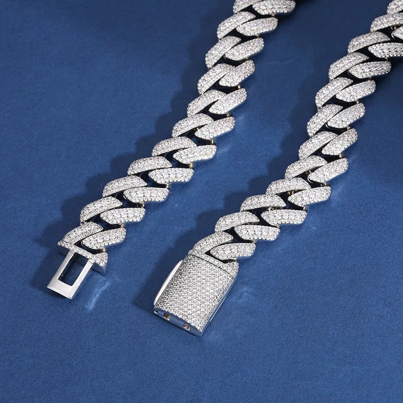 15mm S925 Moissanite Prong Cuban Chain - Different Drips