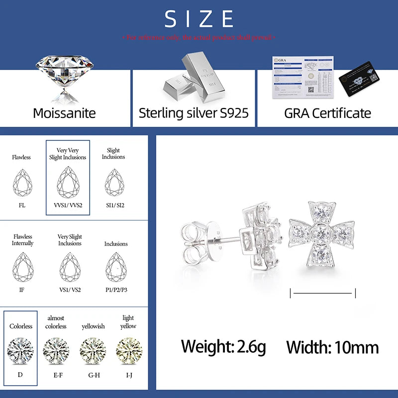 S925 Moissanite Cross Earrings - Different Drips
