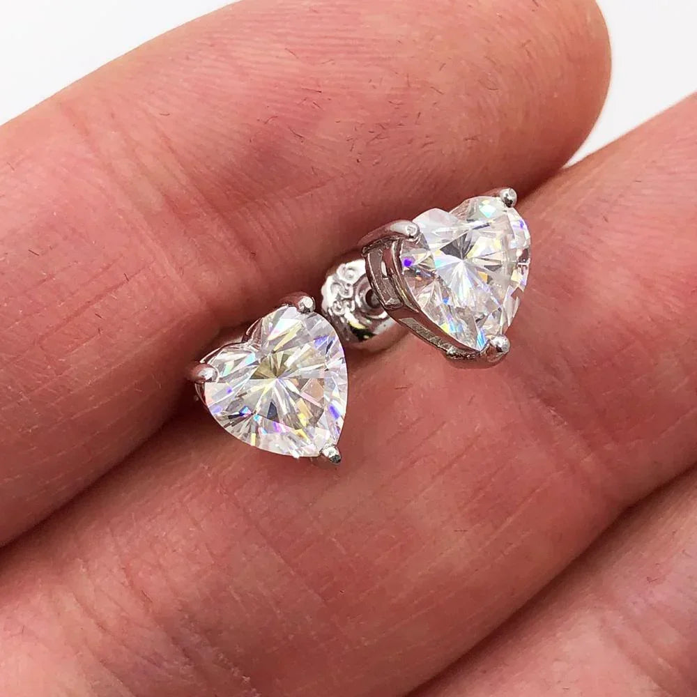 Women's S925 Moissanite Diamond Heart Cut Earrings - Different Drips