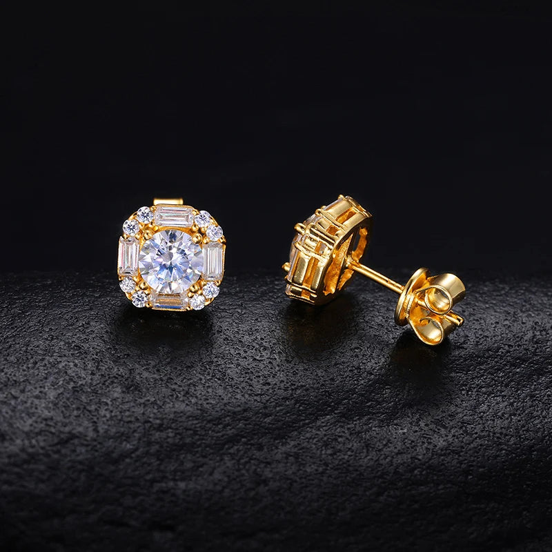 S925 Moissanite Round Halo Stud Earring - Different Drips