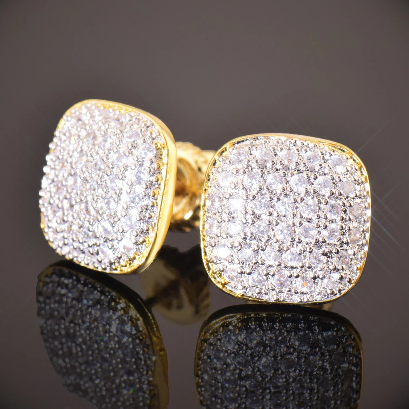 10mm Square Cut Pave Earrings - Different Drips