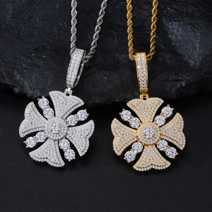 S925 Moissanite Flower Cross Pendant - Different Drips