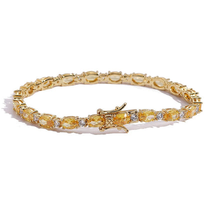 Yellow Oval Stone Tennis Bracelet - Different Drips