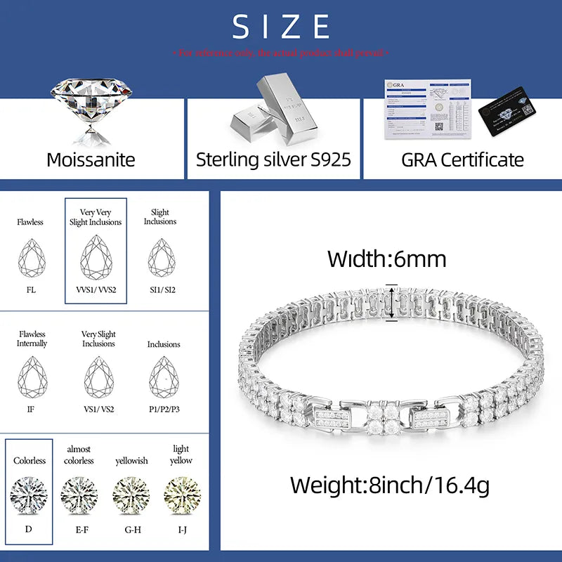 S925 Moissanite Double Row Tennis Bracelet - Different Drips