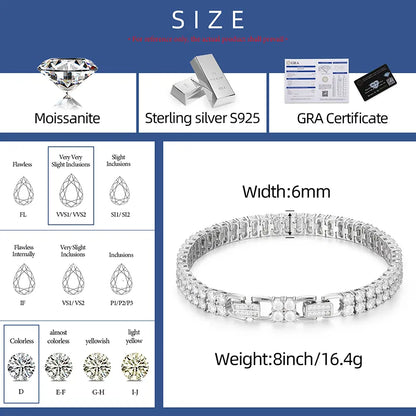 S925 Moissanite Double Row Tennis Bracelet - Different Drips