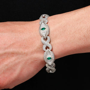 S925 Moissanite Evil Eye Cuban Link Bracelet - Different Drips
