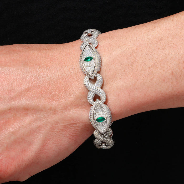 S925 Moissanite Evil Eye Cuban Link Bracelet - Different Drips
