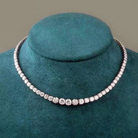 Thumbnail for 3mm Women's S925 Moissanite Curved Tennis Necklace - Different Drips