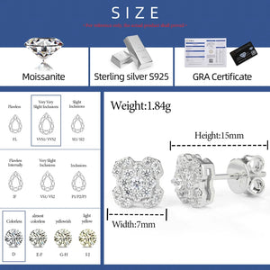 S925 Moissanite Snowburst Cluster Stud Earrings - Different Drips