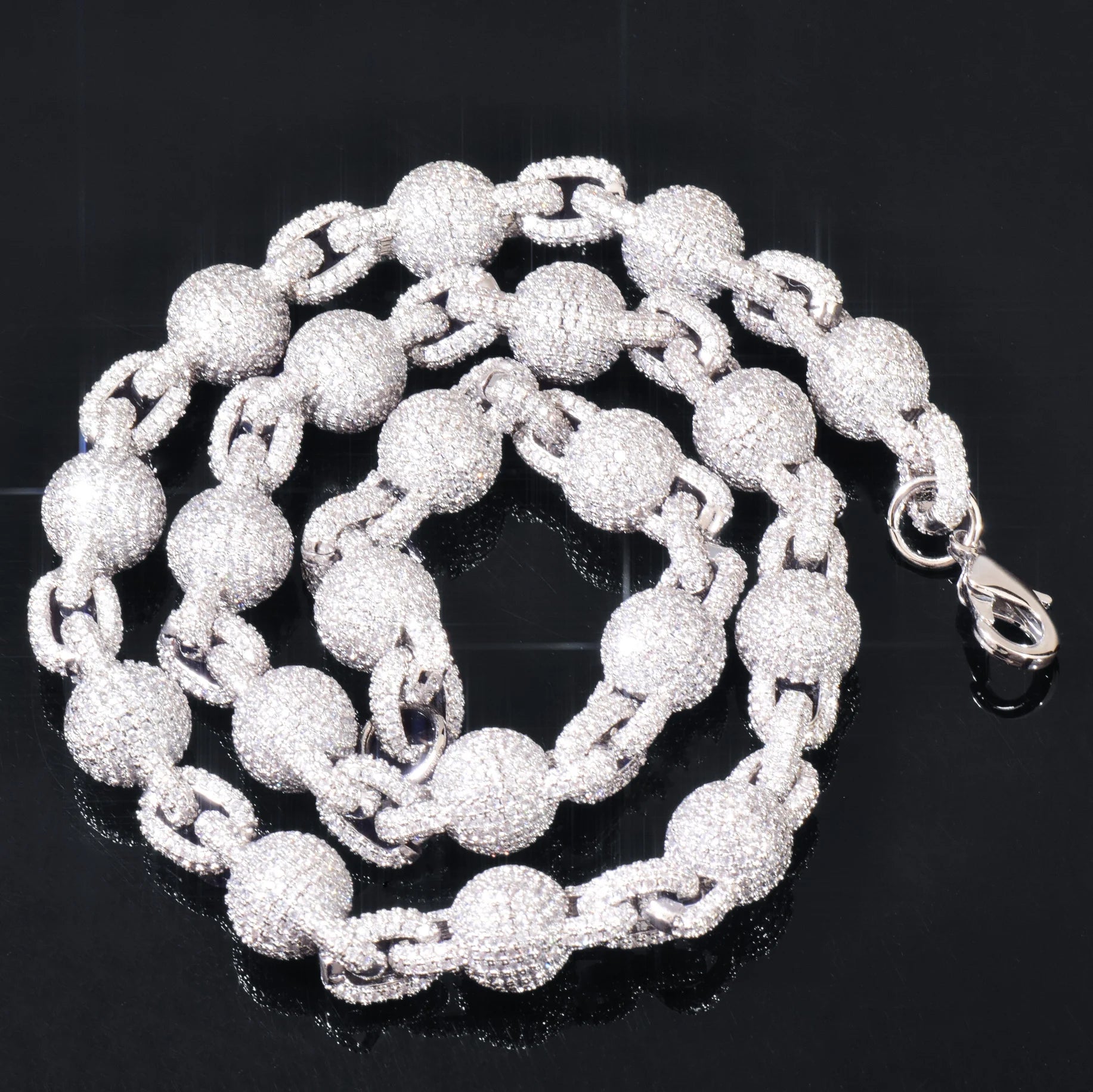 10mm Iced Ball Rolo Link Chain