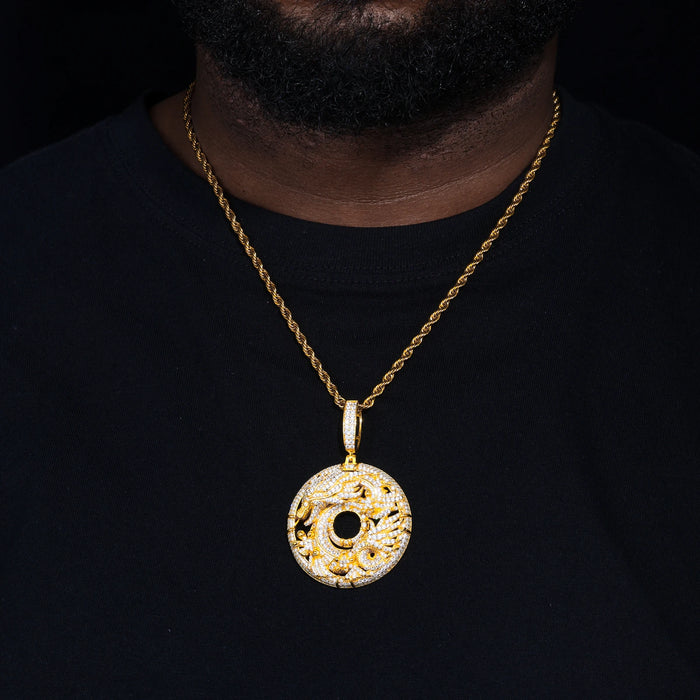 S925 Moissanite Dragon & Phoenix Medallion - Different Drips