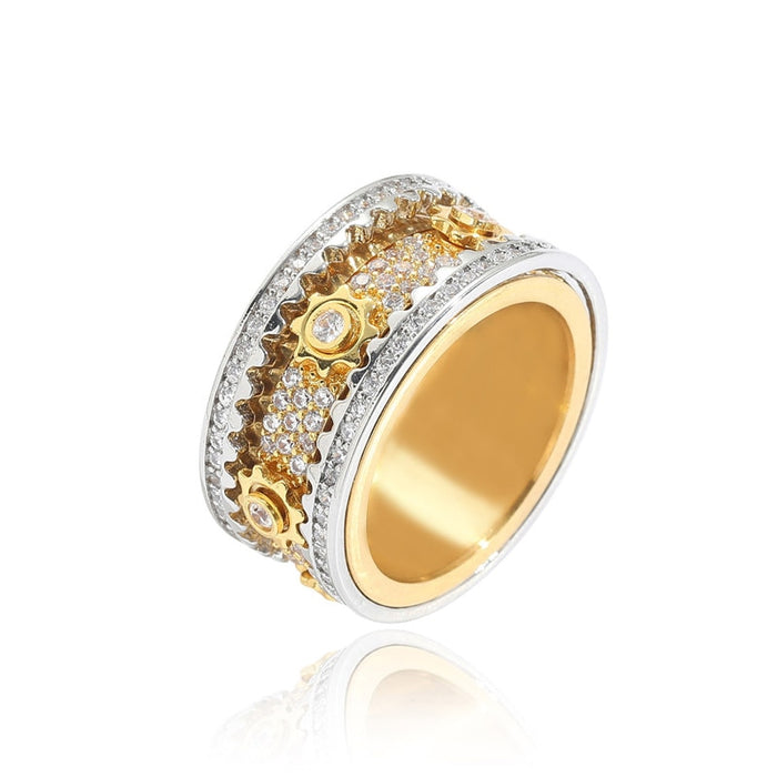 Iced Out Rotating Gear Ring - Different Drips