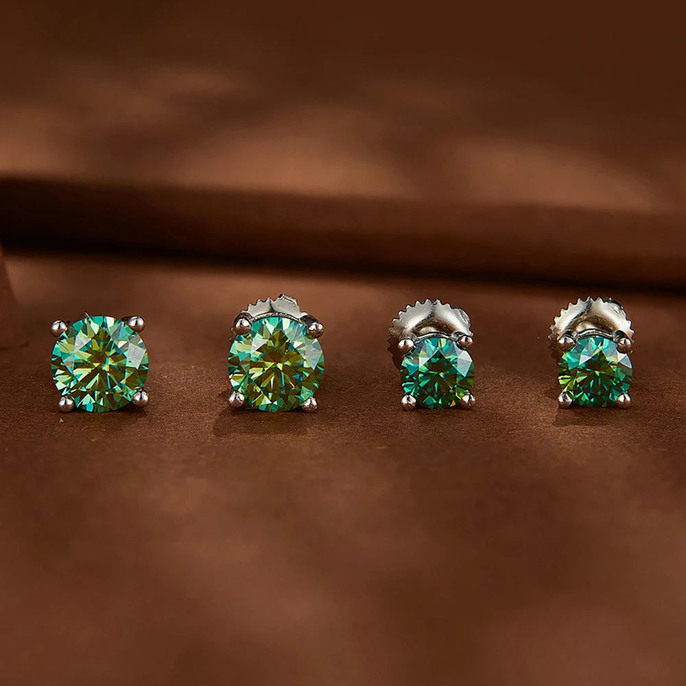 Women's S925 Green Moissanite Diamond Stud Earrings - Different Drips