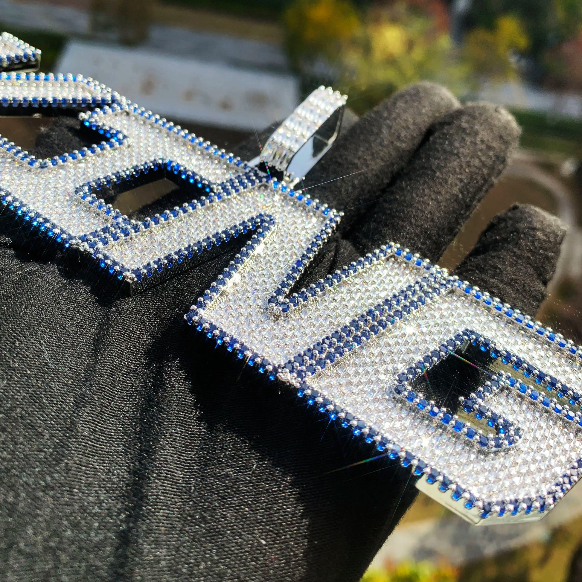 Iced Out Two Layer Custom Name Pendant - Different Drips