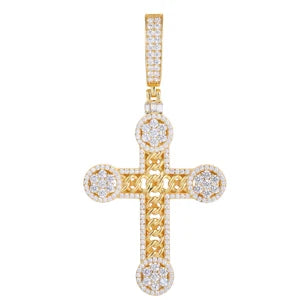 S925 Moissanite Rope Center Cross Pendant - Different Drips