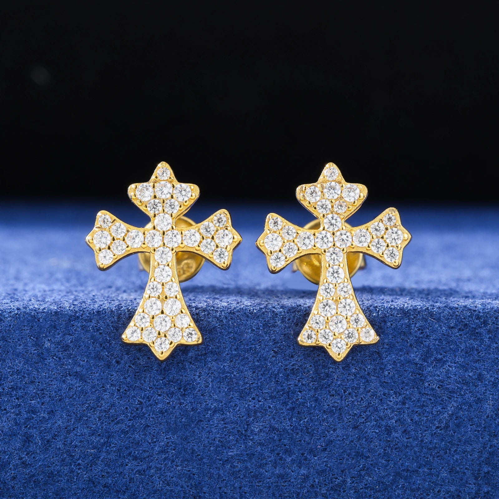 S925 Moissanite Diamond Flared Cross Earrings - Different Drips