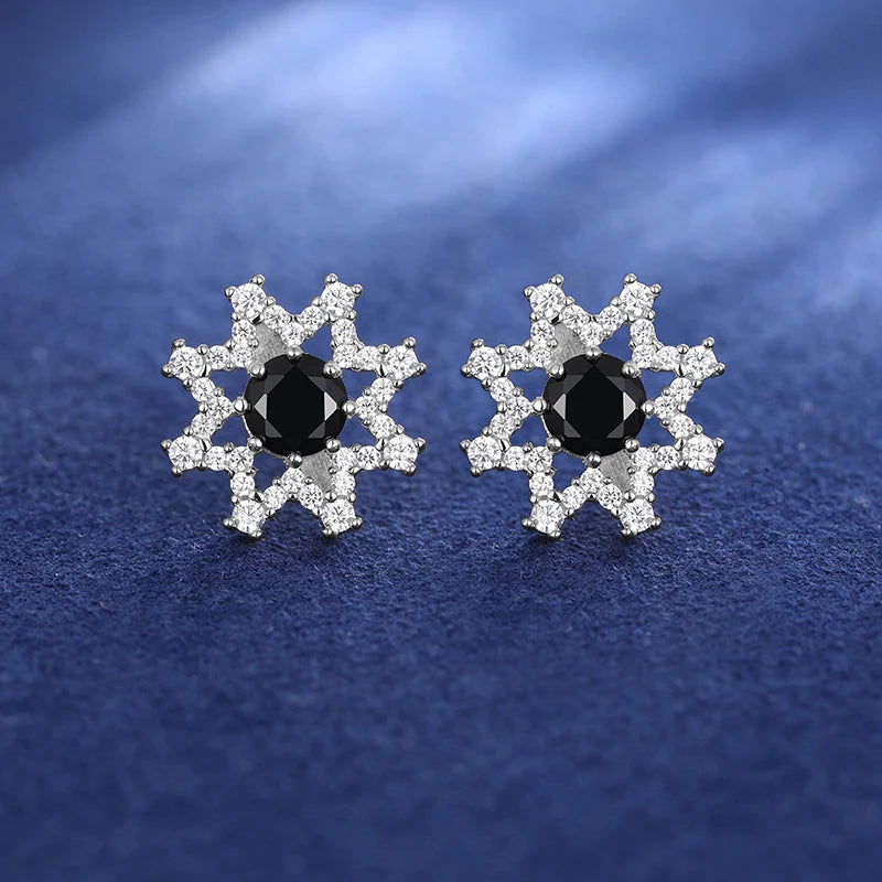 S925 Black Moissanite Eight-pointed Star Stud Earrings - Different Drips