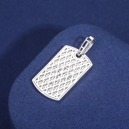 S925 Moissanite Baguette Diamond Cross Dog Tag Pendant - Different Drips