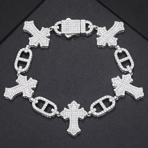 S925 Moissanite Mariner Cross Stationed Bracelet - Different Drips