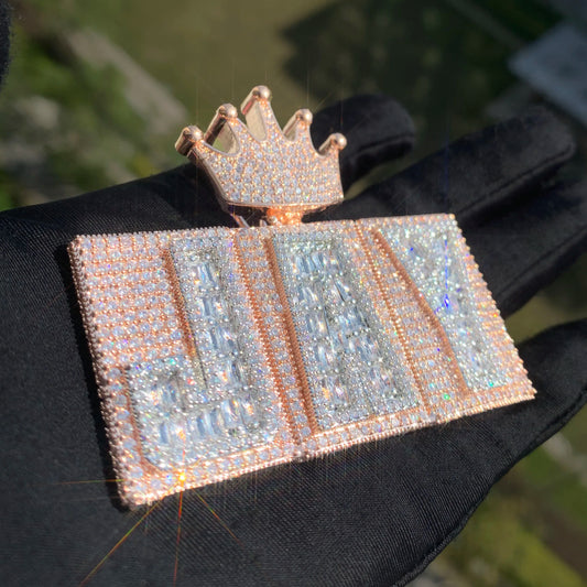 Rigid Crowned Baguette Custom Letter Pendant - Different Drips