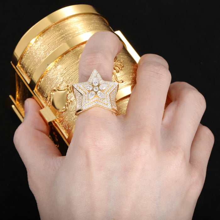S925 Moissanite Star Statement Ring - Different Drips