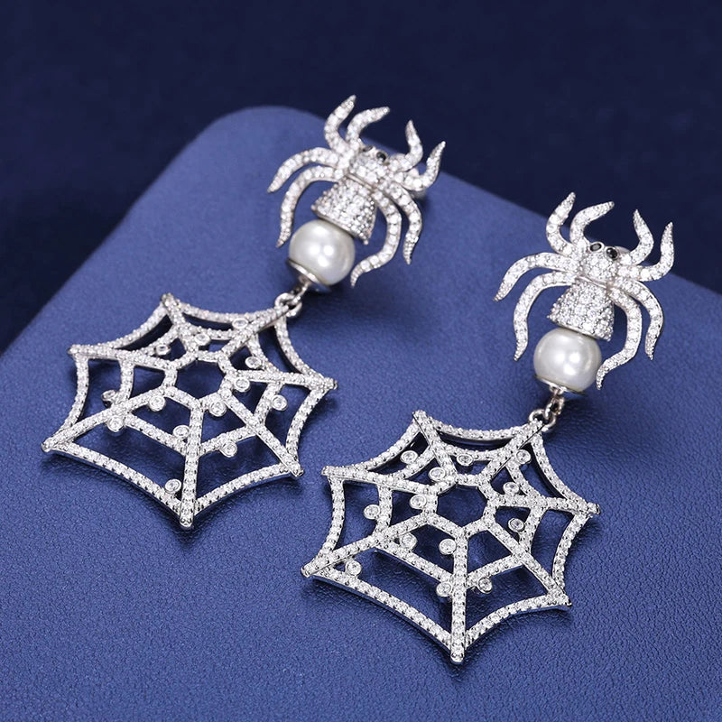 S925 Moissanite Diamond Spider Web Earrings - Different Drips