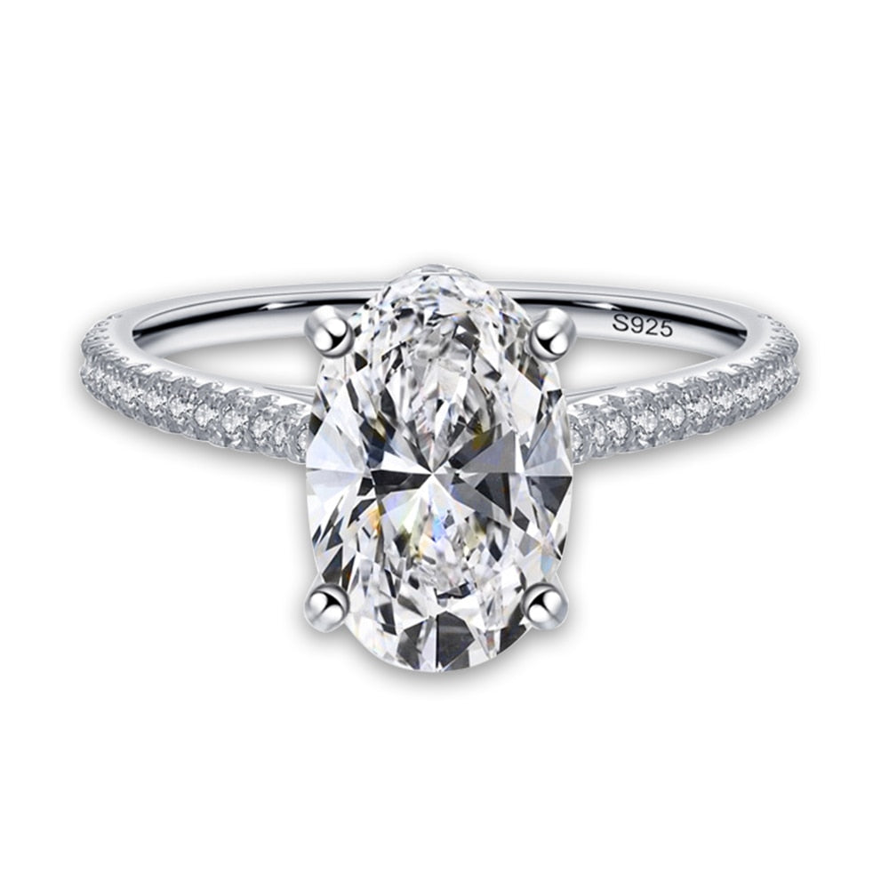 Women's S925 Moissanite Oval Solitaire Ring - Different Drips