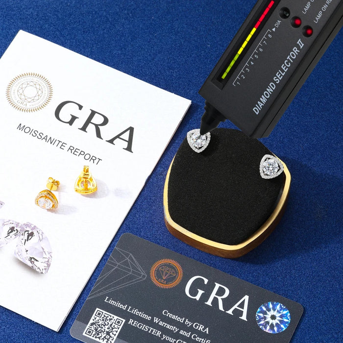 Trillion Halo Round Stud Moissanite Earrings - Different Drips