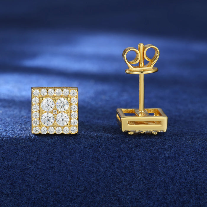 S925 Moissanite Square Stud Earrings - Different Drips