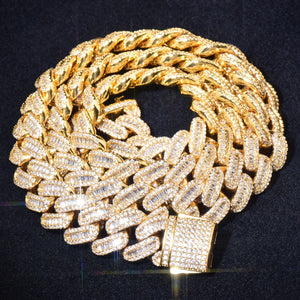 12mm Baguette Cuban Link Chain - Different Drips