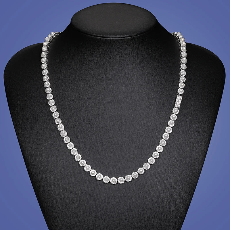 6mm S925 Moissanite Pearl Round Tennis Chain - Different Drips
