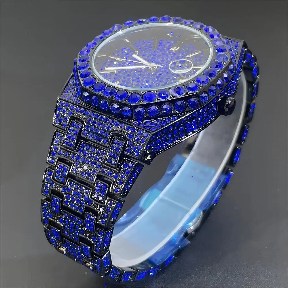 Bust Down Royal Blue Iced Out Watch - Different Drips