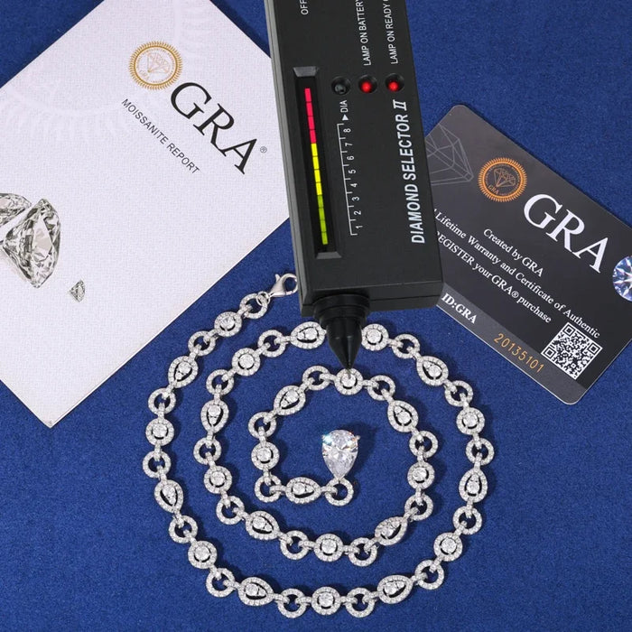 S925 Moissanite Diamond Double-Circle Link Necklace - Different Drips