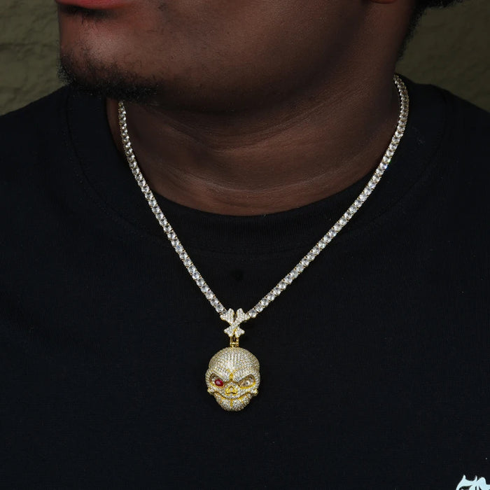 Iced Out Moissanite Skull Pendant - Different Drips