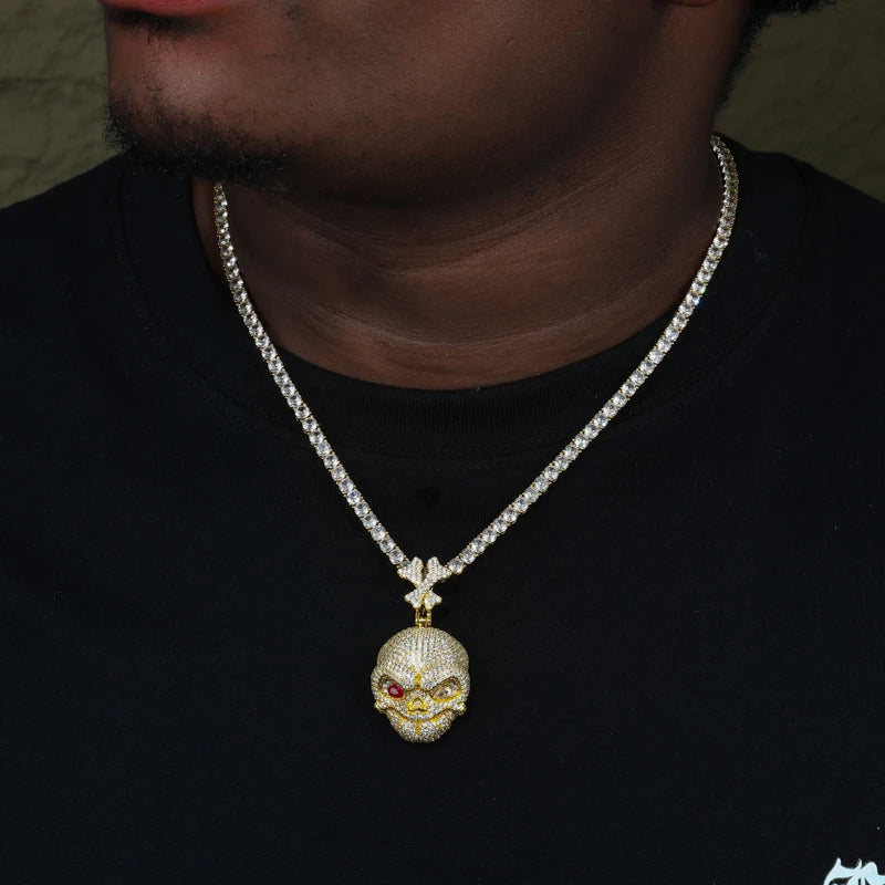 Iced Out Moissanite Skull Pendant - Different Drips