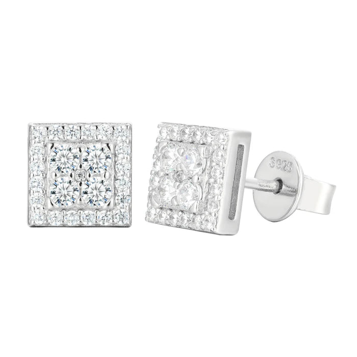S925 Moissanite Square Stud Earrings - Different Drips