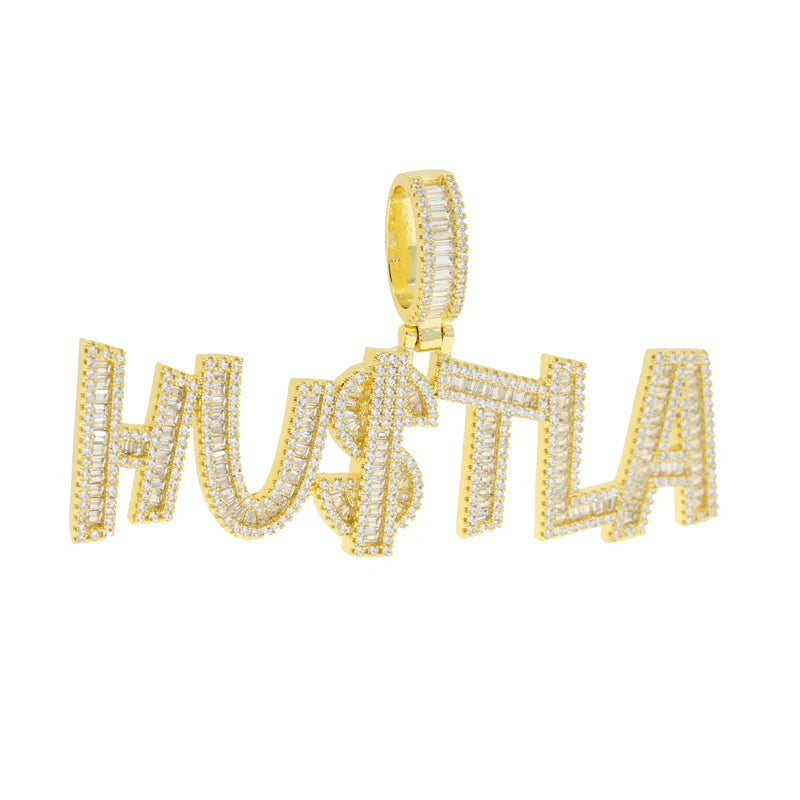 Iced Out Baguette Hustla Pendant - Different Drips