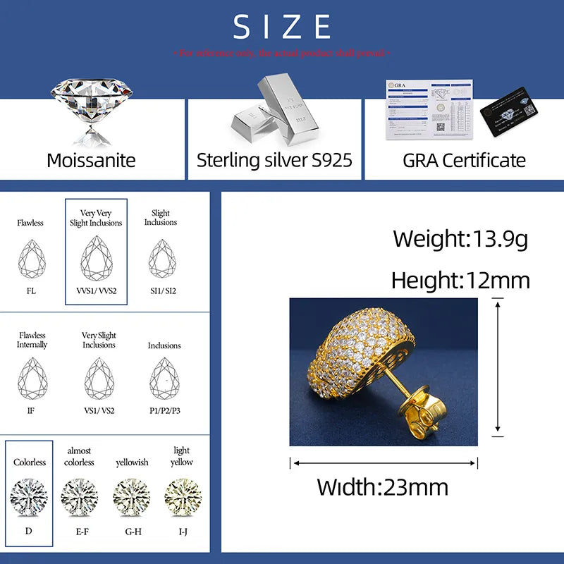 S925 Moissanite Skull Stud Earrings - Different Drips