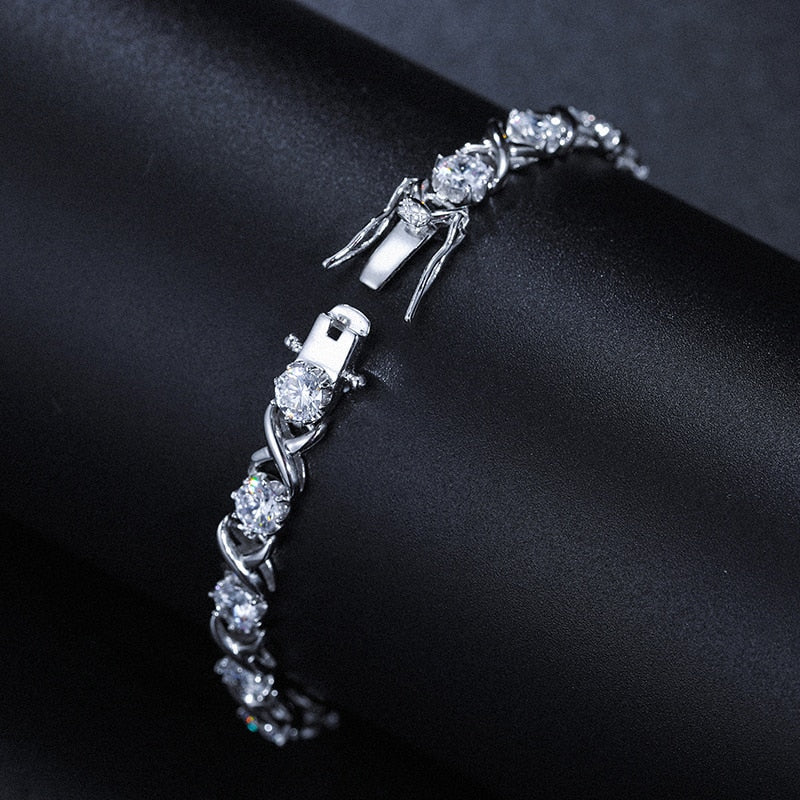 3-8mm S925 Moissanite Diamond Stationed Infinity Link Bracelet - Different Drips