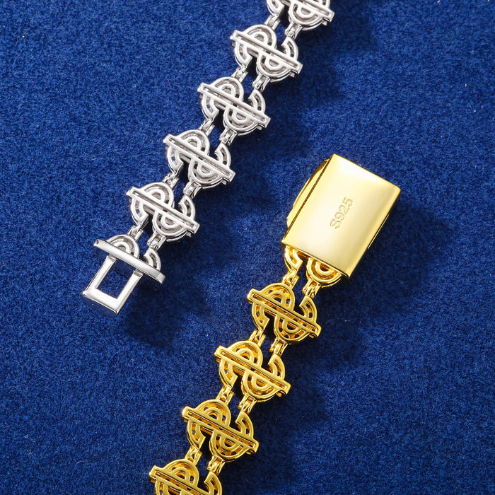 S925 Moissanite Dollar Link Bracelet - Different Drips