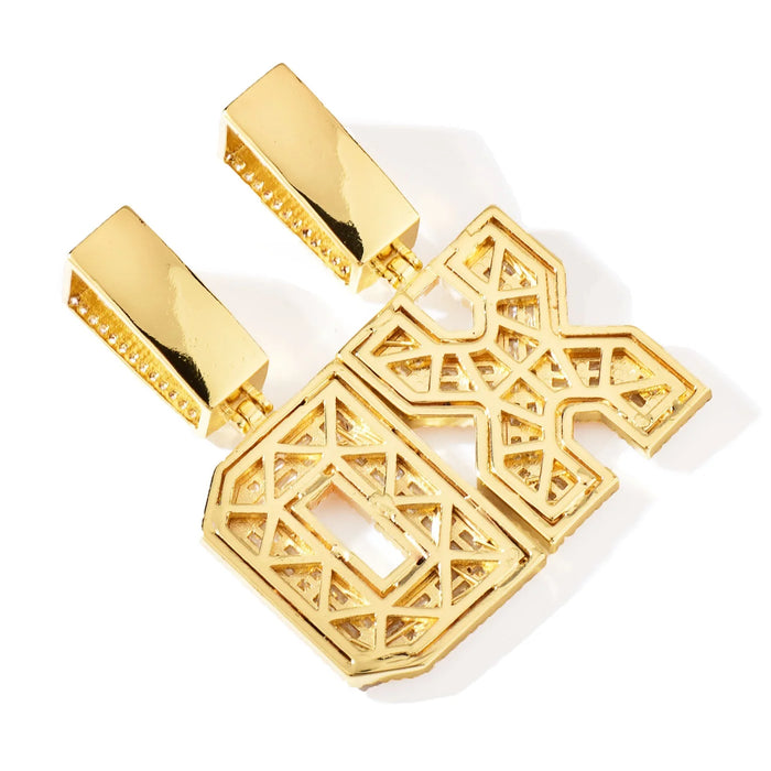 Baguette Outlined Single Letter Pendant - Different Drips