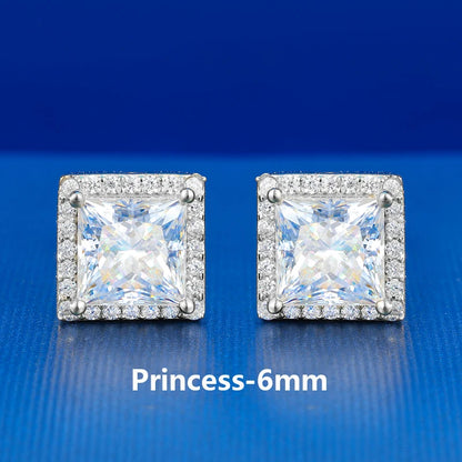 S925 Moissanite Princess Cut Square Stud Earrings - Different Drips